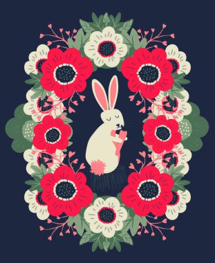 Sevimli masal ve çiçek baskısı