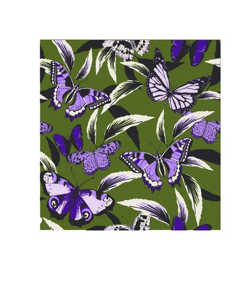 Butterfly Seamless Fabric Pattern — Stock Vector