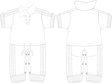 Romper. Moda skeci. Vektör çizimi. Düz teknik çizim. 