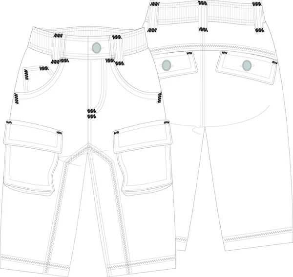 Pantaloni Uno Sketch Moda Illustrazione Vettoriale Disegno Tecnico Piatto — Vettoriale Stock