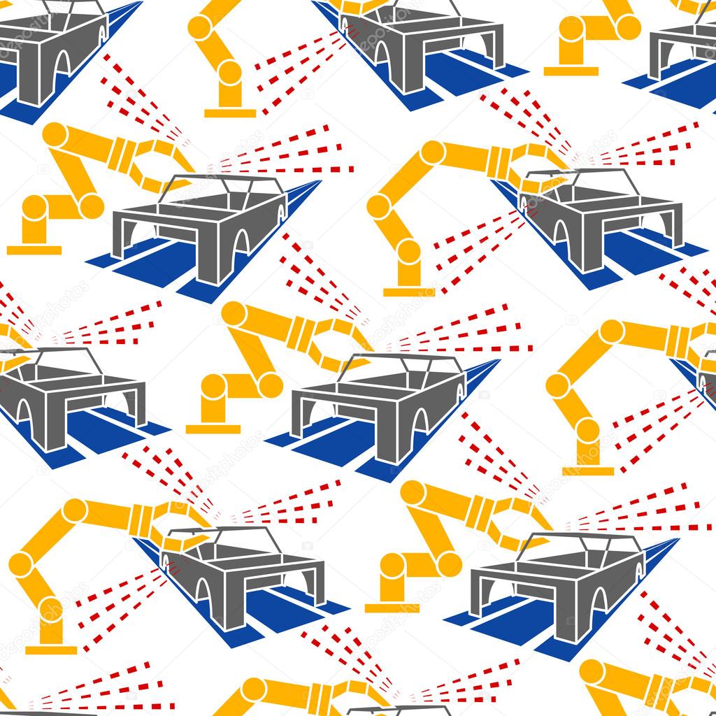Abstract constructionism seamless pattern automobile production