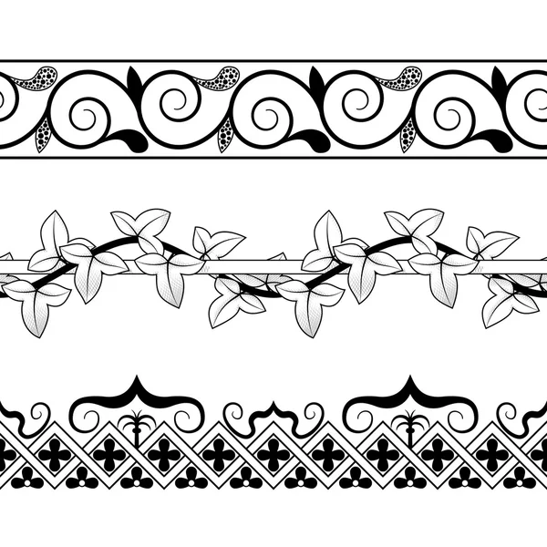 Set of vintage seamless borders. Victorian and chinese style. — Stock Vector