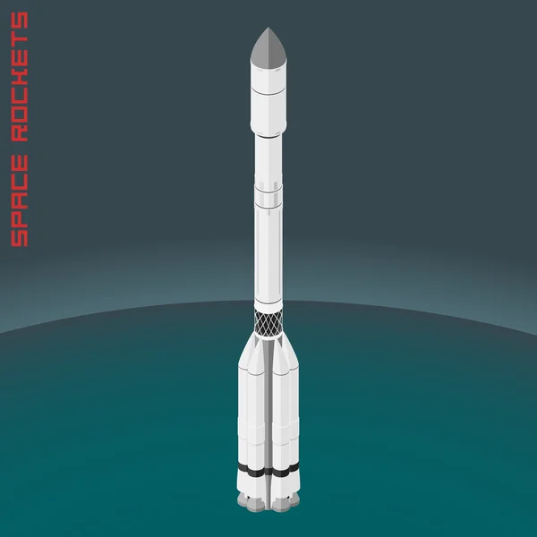 Ilustração isométrica russo foguete espacial próton —  Vetores de Stock