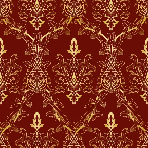 Seamless pattern floral Victorian gold — Stock Vector