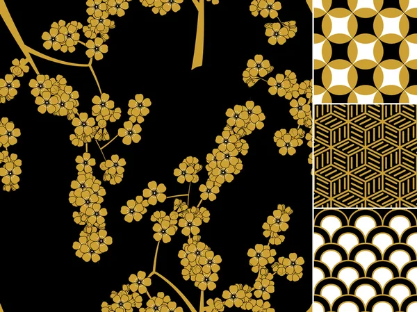 Japon seamless modeli ile geleneksel süsler ayarla
