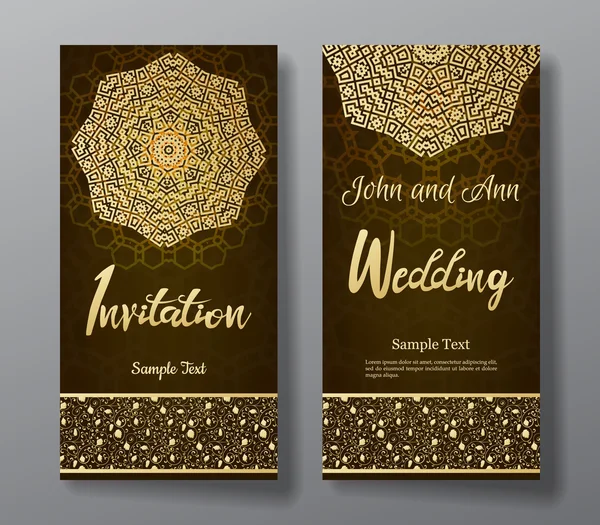 Пригласительный билет на свадьбу с арабским фоном мандалы . — стоковый вектор