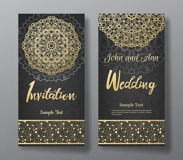 Пригласительный билет на свадьбу с арабским фоном мандалы . — стоковый вектор