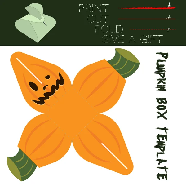 Caja cortada en forma de calabaza, para dulces en Halloween — Vector de stock