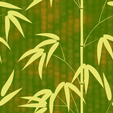 Seamless modeli Japon tarzı bambu hiyeroglif metin vektör çizim bir zemin üzerine çizilmiş