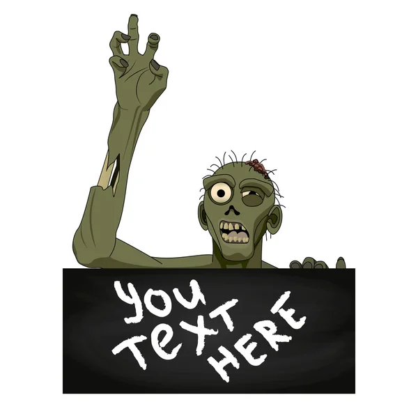 Zombie isoliert mit Banner für Ihren Text. Vektorillustration — Stockvektor