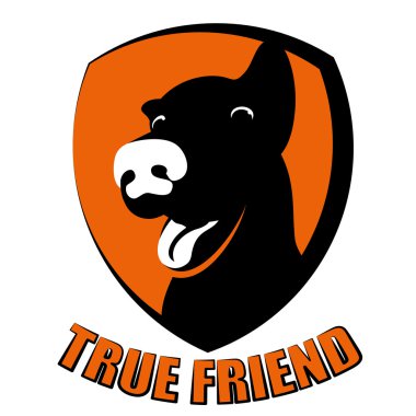 Köpek gerçek dostu siluet logosu