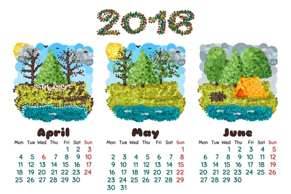 Календарь 2016-2 — стоковый вектор
