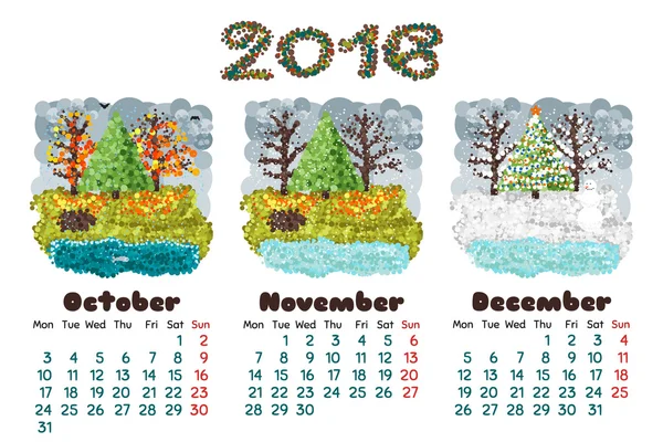 Calendar 2016-4 nature — Stock Vector