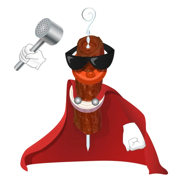 Super Kebab mannen i röd kappa — Stock vektor