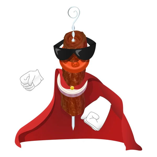 Super Kebab mannen i röd kappa — Stock vektor
