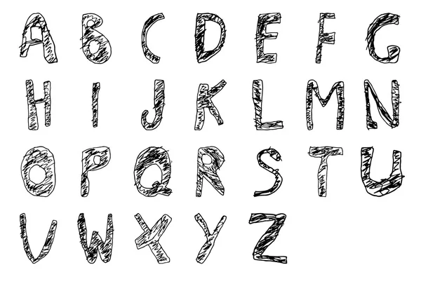 Alfabeto inglese bambino disegnato a mano Riempito Grassetto — Vettoriale Stock