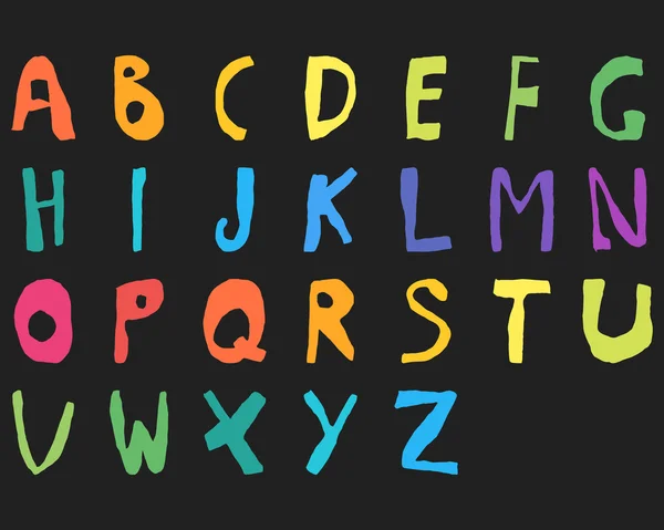 Hand drawn child English alphabet Color Bold — Stock Vector