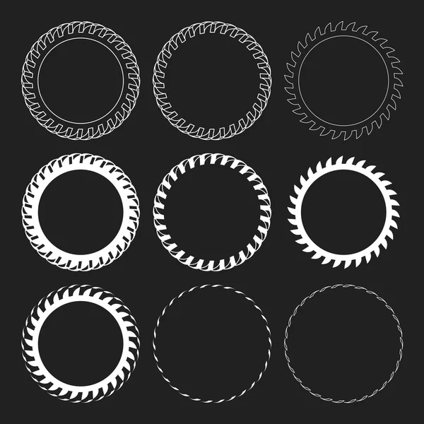 Dæk Track Vector Round Border Frame Set. Logodesignramme til overlejring . – Stock-vektor