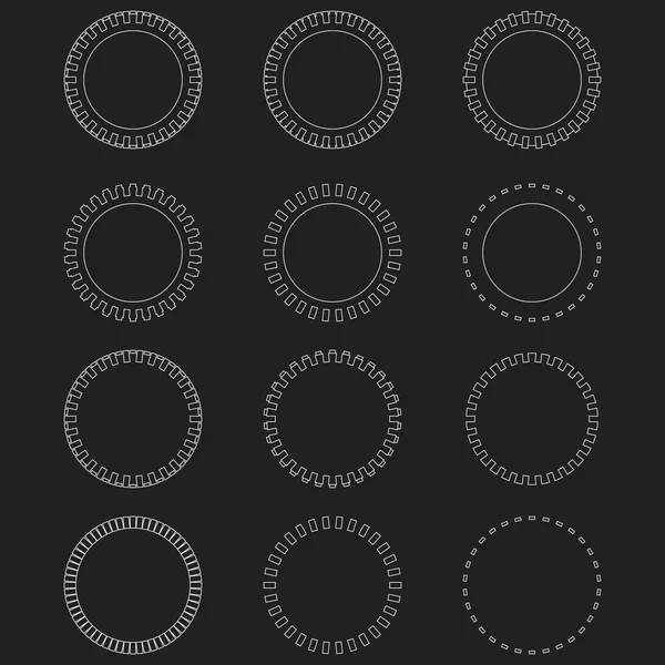 Tire Track Vector Round Border Frame Set. Marco de diseño de logotipo de superposición . — Vector de stock