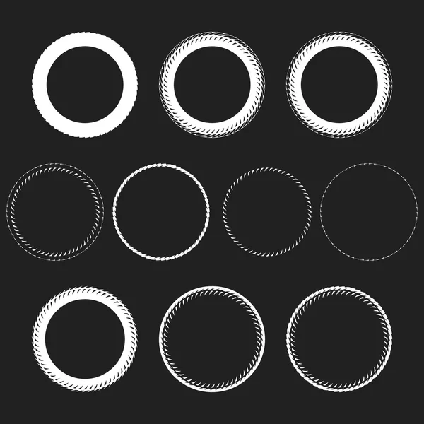 Tire Track Vector Round Border Frame Set. Marco de diseño de logotipo de superposición . — Archivo Imágenes Vectoriales