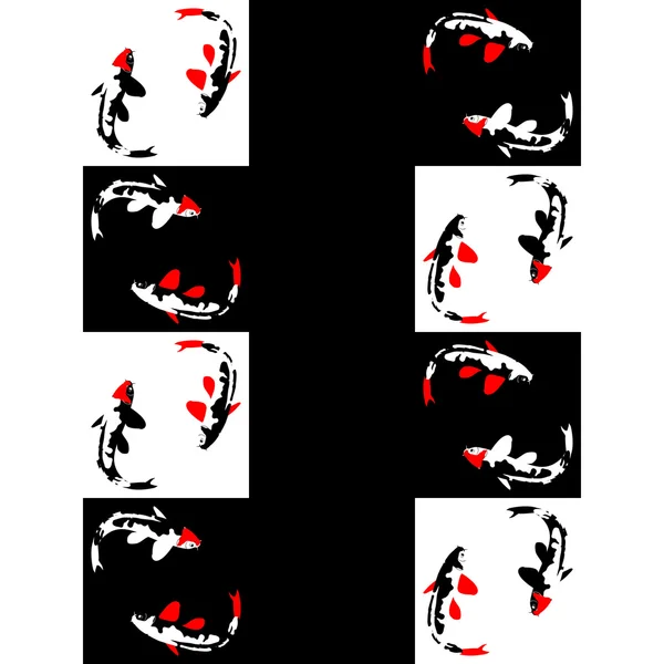Streszczenie geometryczny wzór na tle szachy z ryb — Wektor stockowy