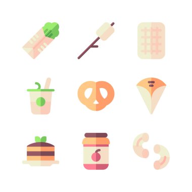 Fast food ikonları hazır. Web için vektör simgelerinin karikatür çizimi