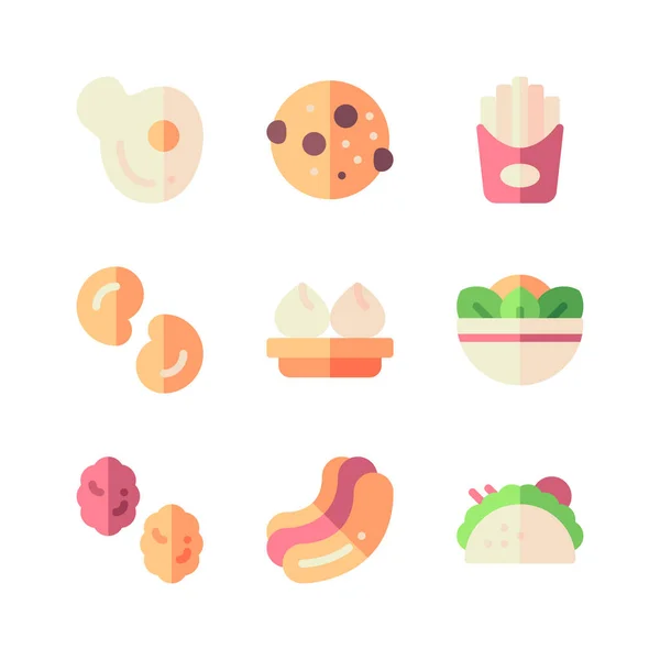 Set Iconos Comida Rápida Ilustración Dibujos Animados Iconos Vectoriales Para — Vector de stock