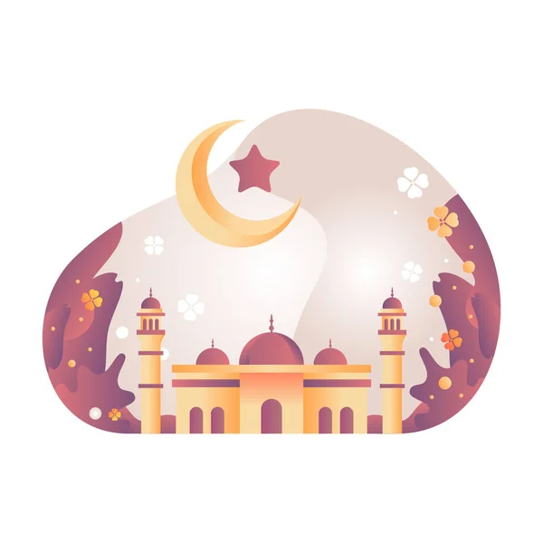 Фронтовий Вид Мечеті Ілюстрація Легким Стилем — стоковий вектор