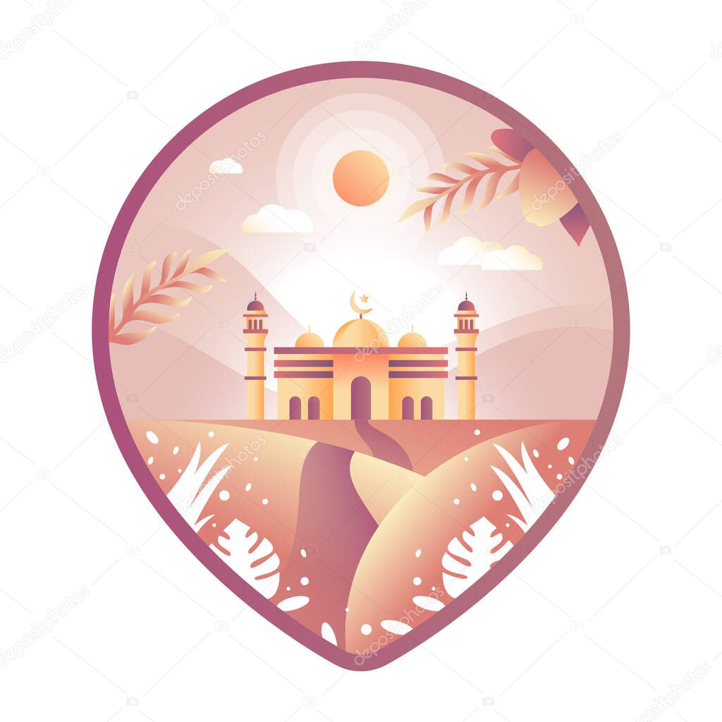 Mosque illustration with Placeholder icon