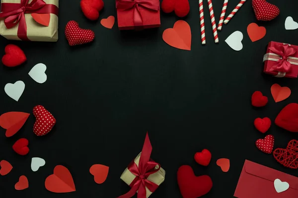 Tavolino Vista Dall Alto Immagine Della Decorazione Giorno San Valentino — Foto Stock