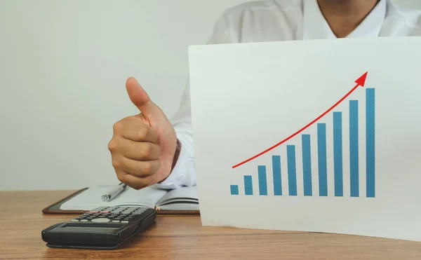Businessman Show Growth Strategy Financial Indicator Accounting Market Economy Analysis — Foto de Stock