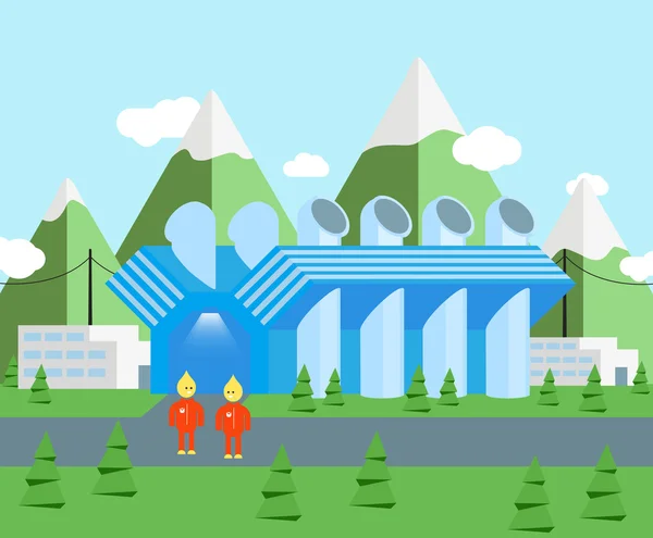 Vektör izometrik bina, araba fabrika, motoru, Motor