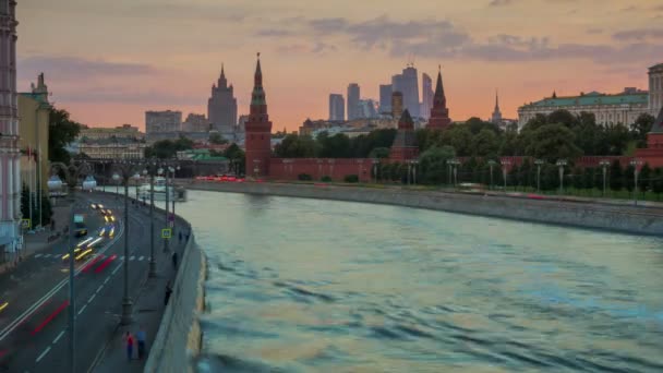 Moskva floden skymning — Stockvideo