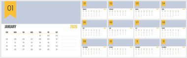 Temiz ve basit 2026 takvim tasarımı. 2026 aylık takvim şablonu. Günlük planlayıcı takvim şablonu.