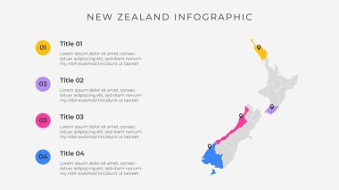 Sunum için modern harita bilgi şablonu. 4 seçenekli dünya haritası bilgisi.