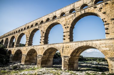 Pont du Gard, ancient roman's bridge in Provence, France clipart