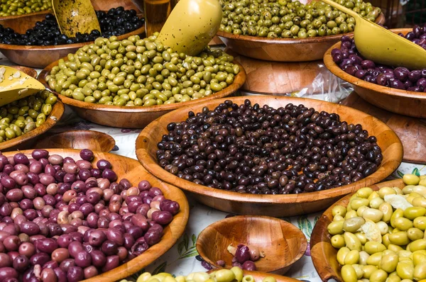 Assortment of olives on market in Provence Stock Photo