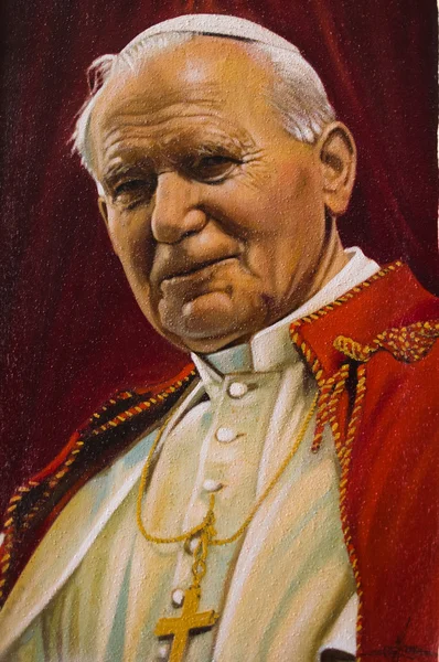 Målad bild av påven John Paul Ii Stockfoto