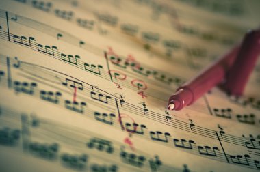 Piyano klasik müzik puanı ve notu kapat