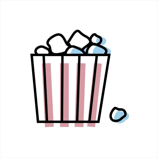 Gran Vaso Palomitas Maíz Icono Sobre Fondo Rosa Azul — Vector de stock