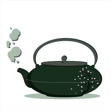 Sakura filizi desenli küçük çaydanlık ve sıcak su