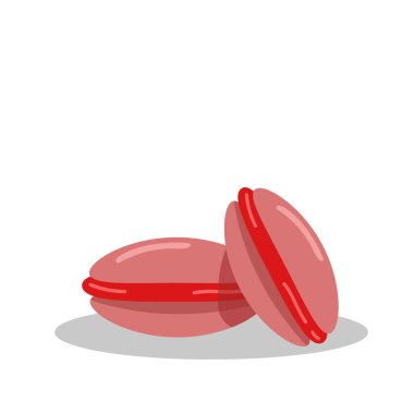 Beyaz arka planda meyveli küçük pembe kurabiyeler