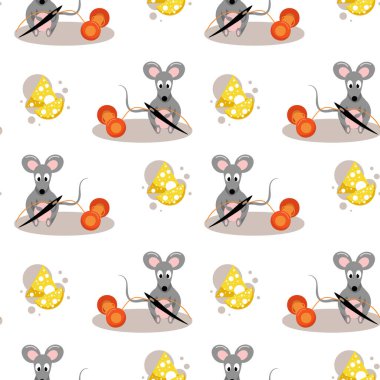 İğnesi ve ipliği olan kusursuz gri fare deseni.