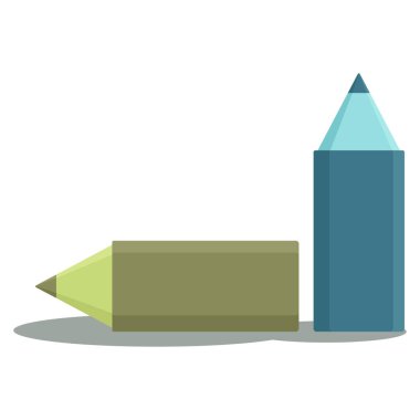 İki kalın mavi ve yeşil kalem.