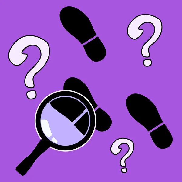 Vektör çizim. Ayak izleri ve Büyüteç camı.