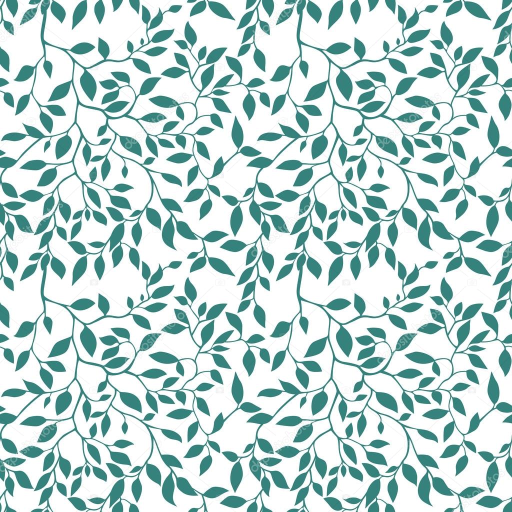 Seamless pattern of green leaves. Vector illustration.