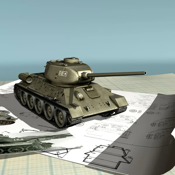 T34-85 ölçekli model — Stok fotoğraf