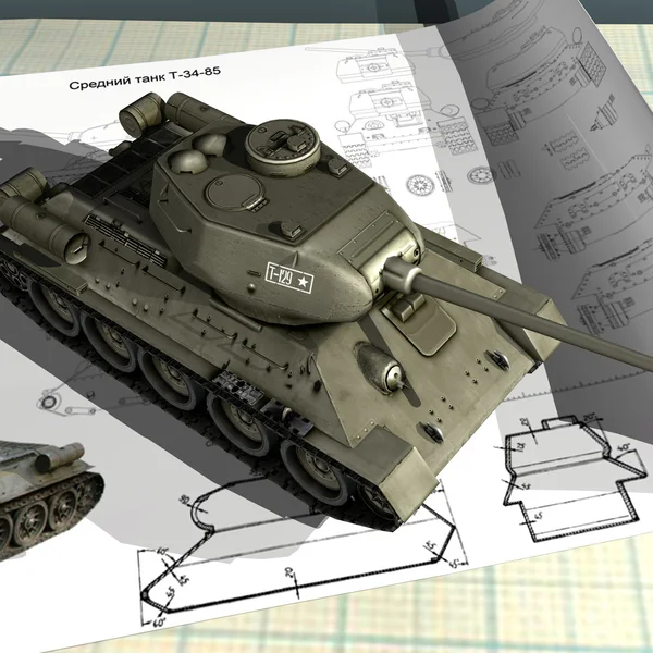 T34-85 schaalmodel — Stockfoto