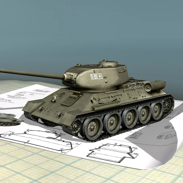 T34-85 scale model — Stock Photo, Image