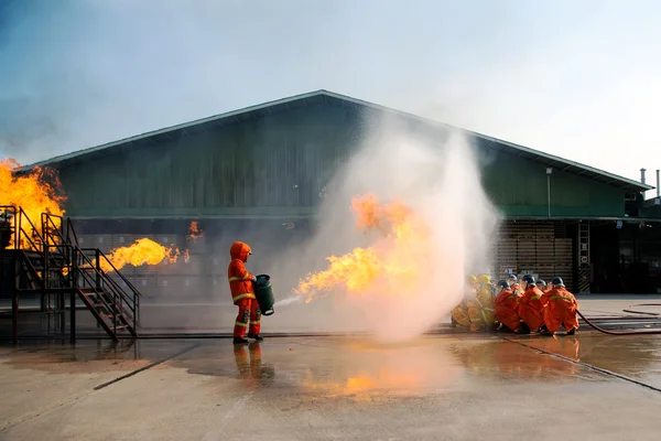 Firefighters training, The Employees Annual training Fire fighti — Stock Photo, Image